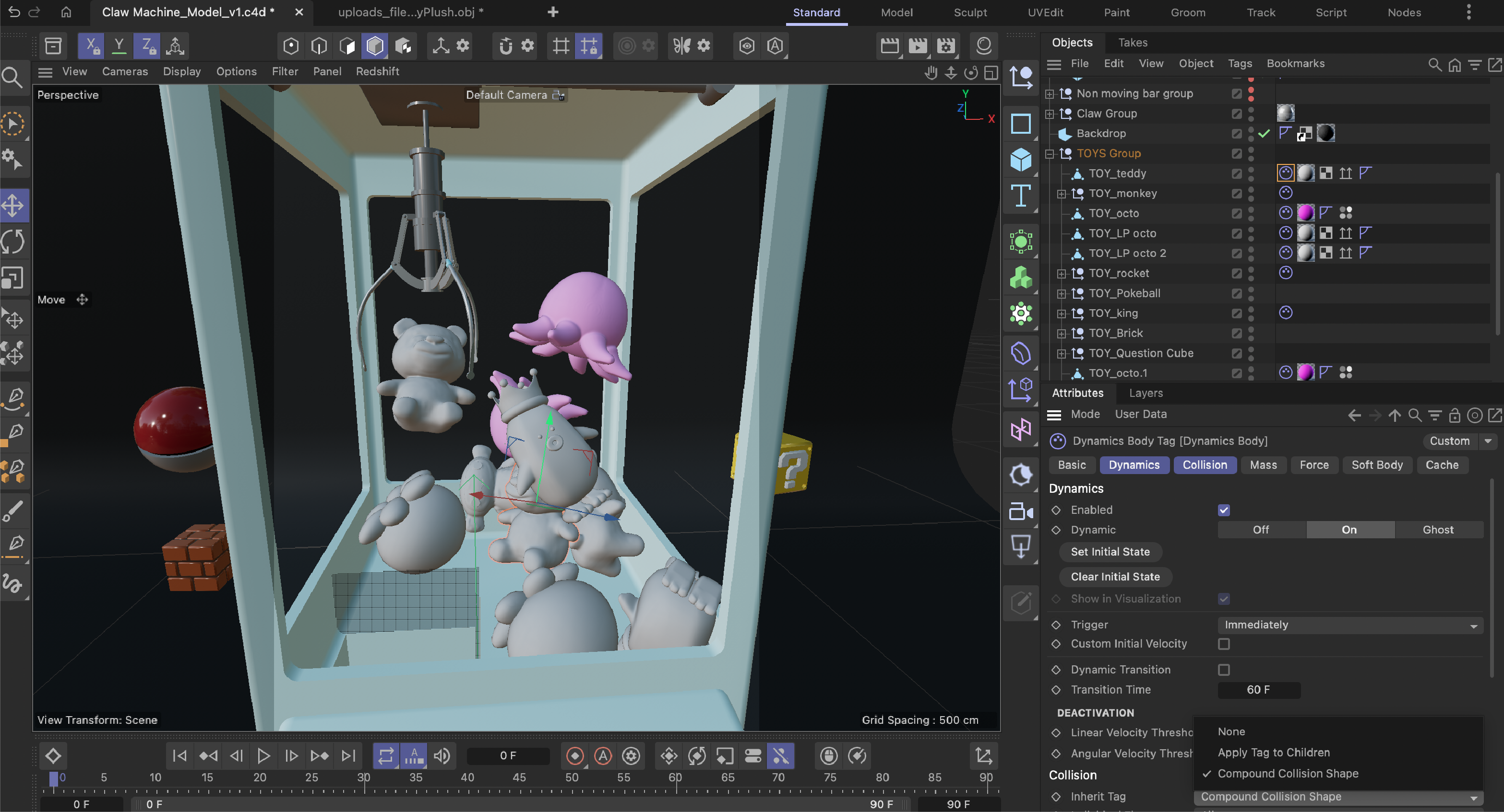 Claw Machine animation development