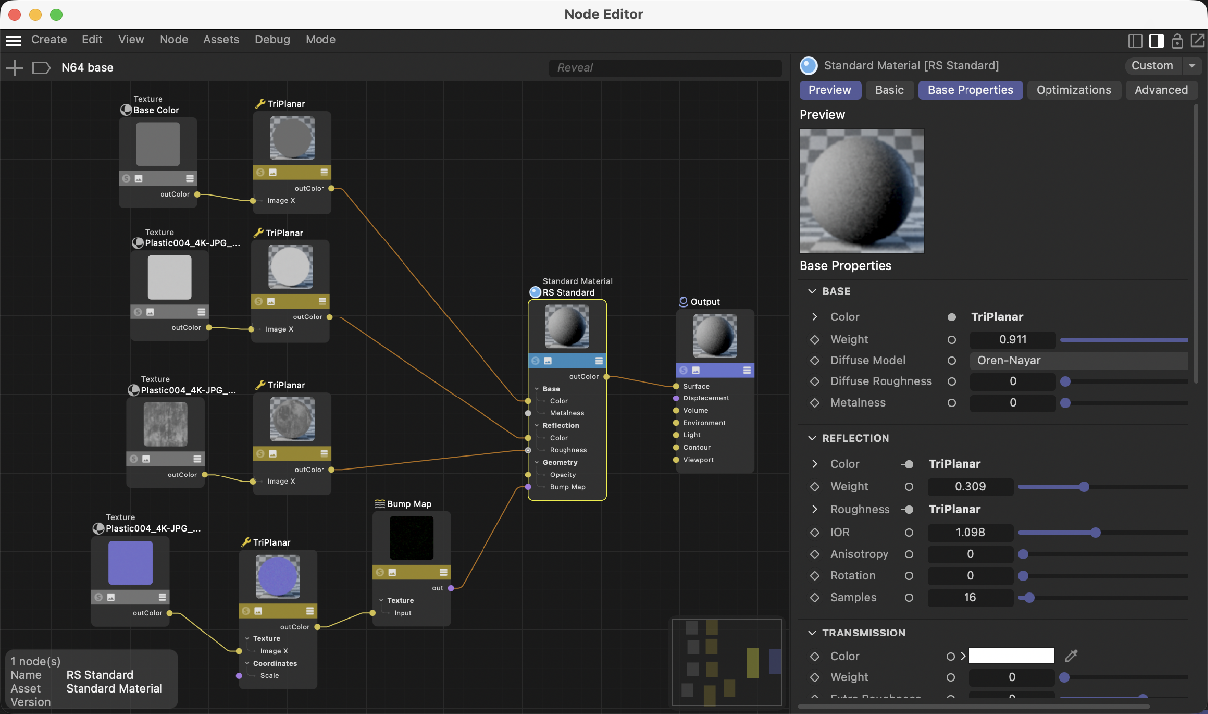 Cinema 4D material setup for the Nintendo 64 texture