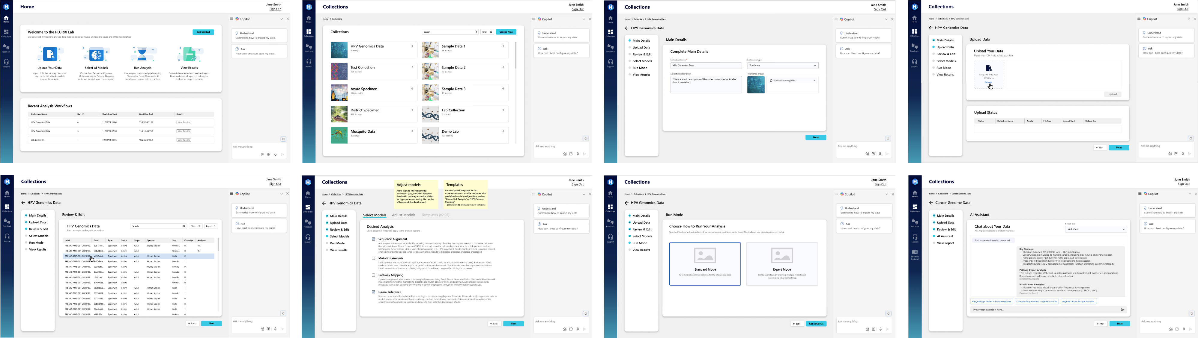 PLURRI interface screens and design system